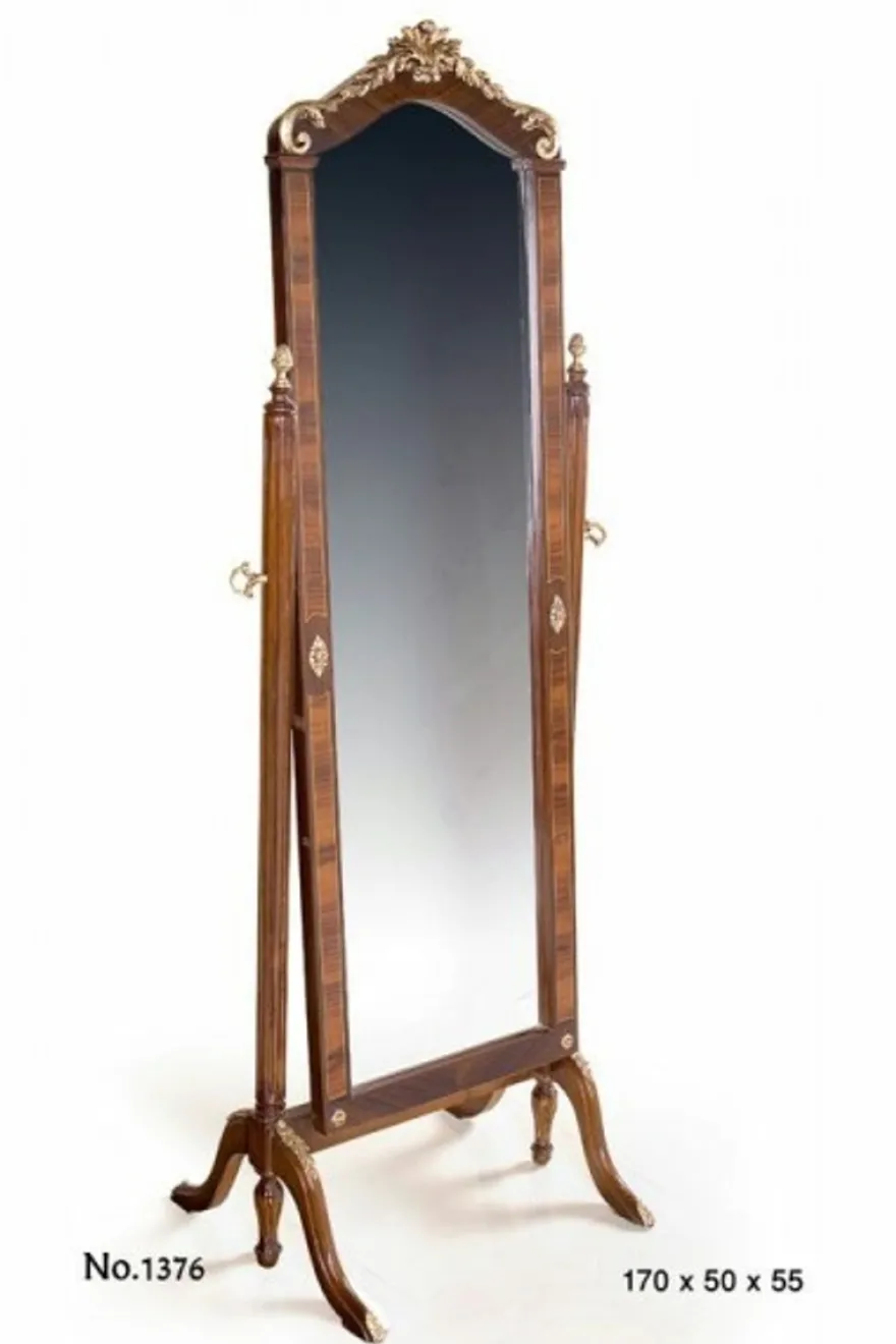 Casa Padrino Barock Standspiegel in Braun und Gold - 55 x 50 x H. 170 cm - Luxuriöser Spiegel im Antik Stil