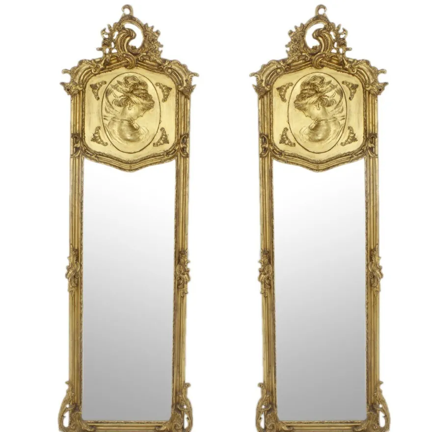 Casa Padrino Barock Standspiegel Antik Gold 55 x H. 175 cm - 2er Set - Handgefertigter Antik Stil Ganzkörperspiegel - Garderoben Spiegel - Schlafzimmer Spiegel - Barock Möbel