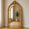 Casa Padrino Barock Standspiegel Gold 115 x H. 220 cm - mit Akanthus Schnitzerei - Handgefertigter Antik Stil Ganzkörperspiegel - Garderoben Spiegel - Schlafzimmer Spiegel - Barock Möbel
