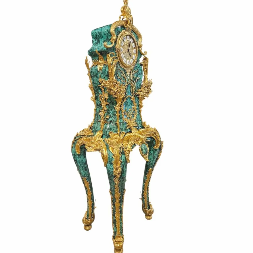 Casa Padrino Barock Standuhr Malachitgrün / Gold H. 185 cm - Barock Möbel