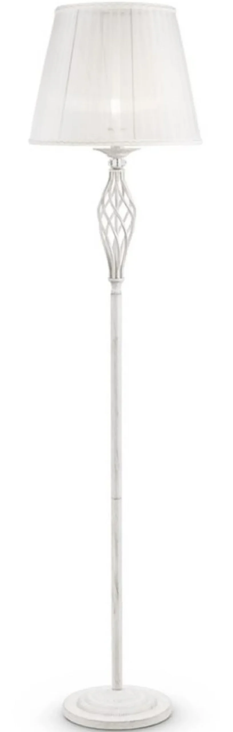 Casa Padrino Barock Stehleuchte Weiß / Gold Ø 38 x H. 165 cm - Barockstil Metall Stehlampe mit rundem Lampenschirm - Barock Leuchten - Edel & Prunkvoll