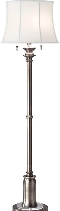 Casa Padrino Barock Stehleuchte Antik Silber / Weiß Ø 43 x H. 157,5 cm - Elegante Stehlampe im Barockstil - Barock Leuchten - Barockstil Stehleuchten - Barock Möbel - Barock Interior