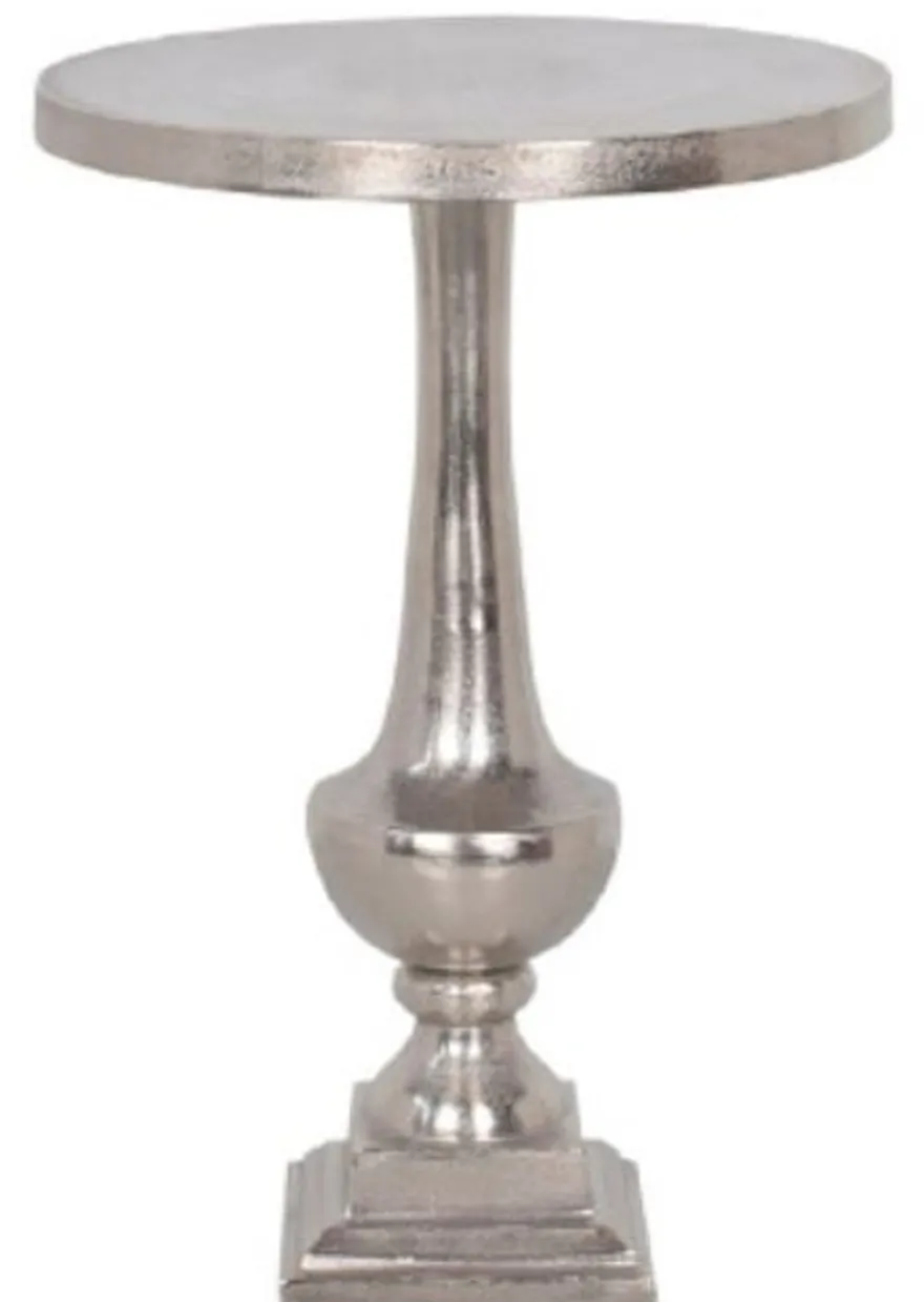 Casa Padrino Barockstil Beistelltisch Silber Ø 39 x H. 55 cm - Runder Aluminium Tisch