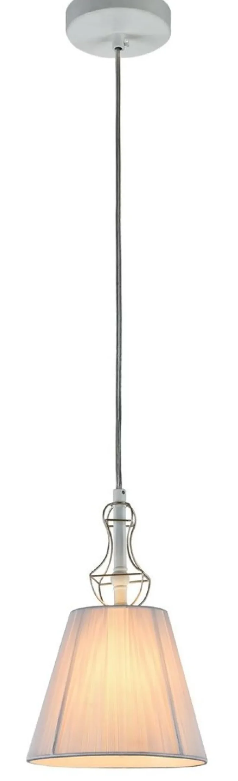 Casa Padrino Barockstil Hängeleuchte mit dekorativer Golddraht Umrahmung, Weiß, Durchmesser 18 cm, Höhe 28 cm