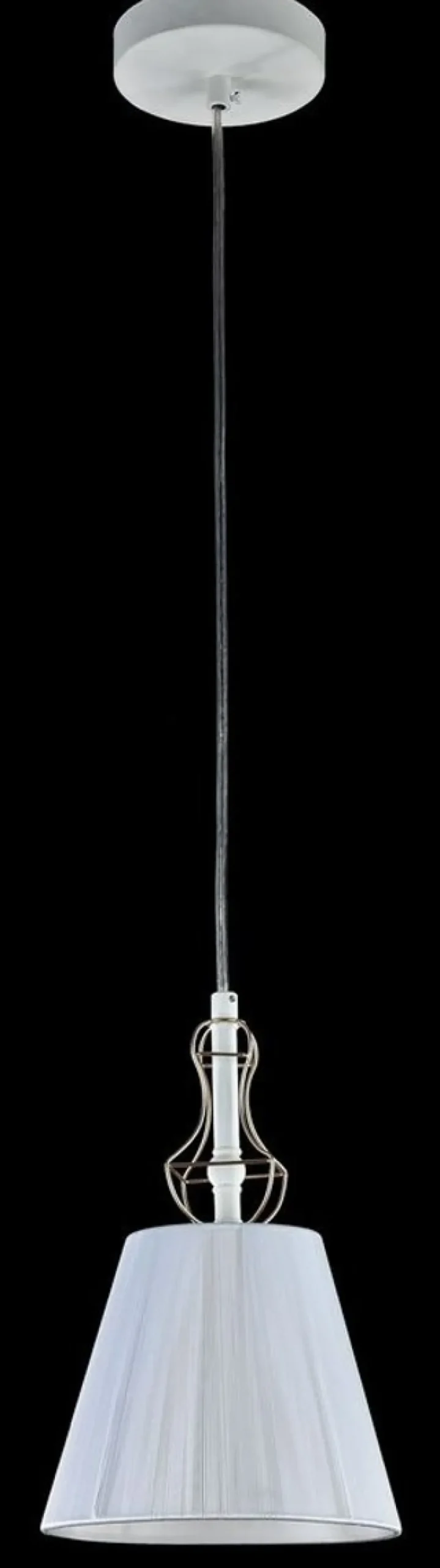 Casa Padrino Barockstil Hängeleuchte mit dekorativer Golddraht Umrahmung, Weiß, Durchmesser 18 cm, Höhe 28 cm