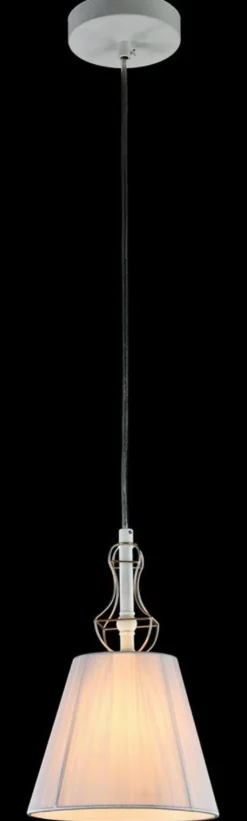 Casa Padrino Barockstil Hängeleuchte mit dekorativer Golddraht Umrahmung, Weiß, Durchmesser 18 cm, Höhe 28 cm