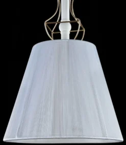 Casa Padrino Barockstil Hängeleuchte mit dekorativer Golddraht Umrahmung, Weiß, Durchmesser 18 cm, Höhe 28 cm