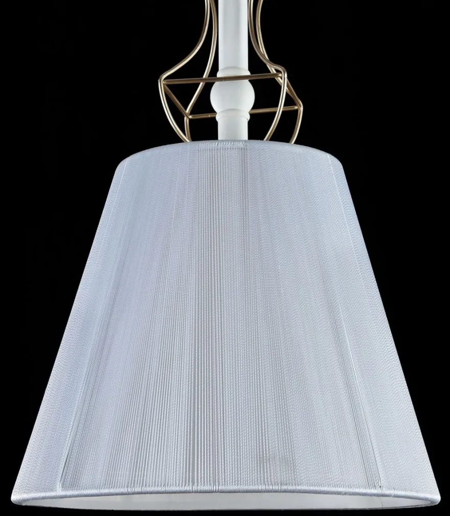 Casa Padrino Barockstil Hängeleuchte mit dekorativer Golddraht Umrahmung, Weiß, Durchmesser 18 cm, Höhe 28 cm