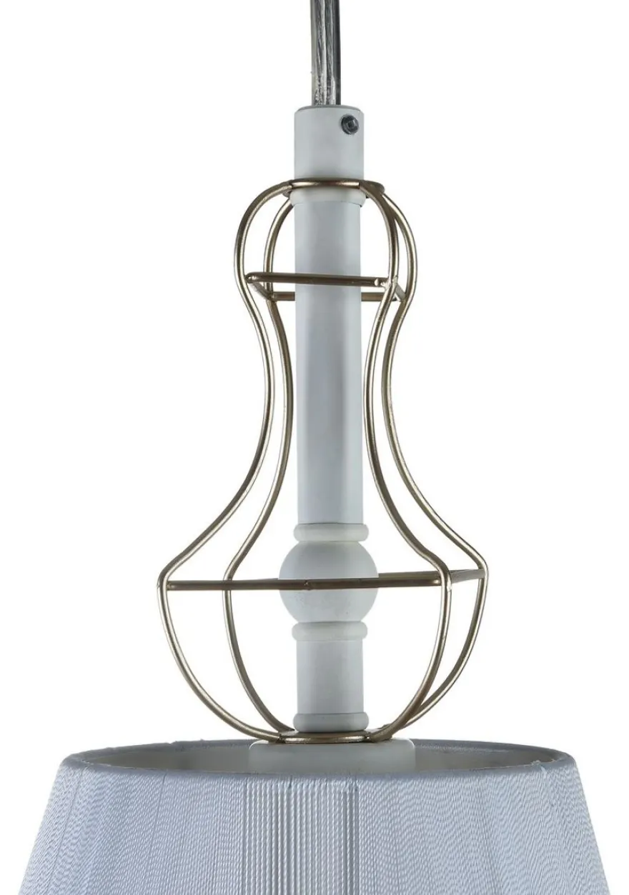 Casa Padrino Barockstil Hängeleuchte mit dekorativer Golddraht Umrahmung, Weiß, Durchmesser 18 cm, Höhe 28 cm