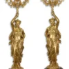 Casa Padrino Barockstil Kerzenständer Set Gold / Schwarz 33,5 x 26 x H. 100 cm - Barockmöbel
