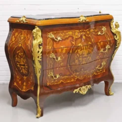 Casa Padrino Barockstil Kommode mit 3 Schubladen und Marmorplatte in braun, gold und schwarz, 120 x 50 x H. 95 cm