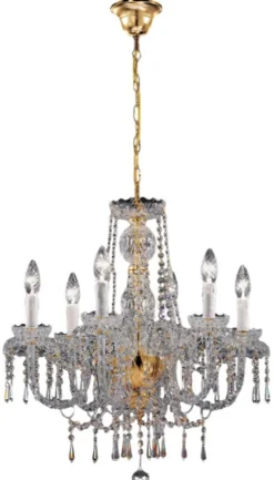 Casa Padrino Barockstil Kristall Kronleuchter Messing / Gold 58 x 56 x H. 56 cm - Edel & Prunkvoll