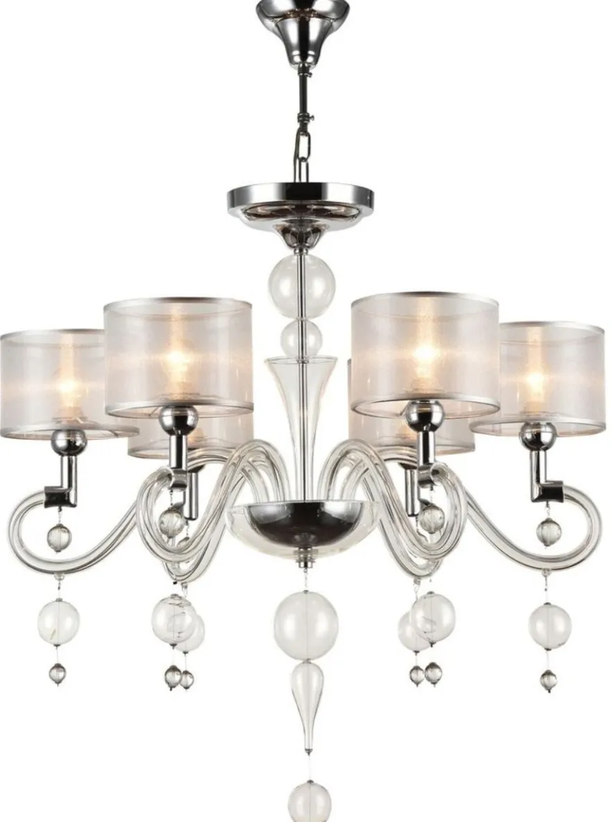 Casa Padrino Barockstil Kronleuchter 6-flammig in Silber Ø 71 x H. 68 cm - Prunkvoller Barock Lüster