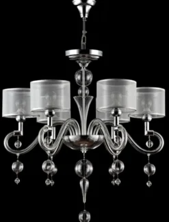 Casa Padrino Barockstil Kronleuchter 6-flammig in Silber Ø 71 x H. 68 cm - Prunkvoller Barock Lüster