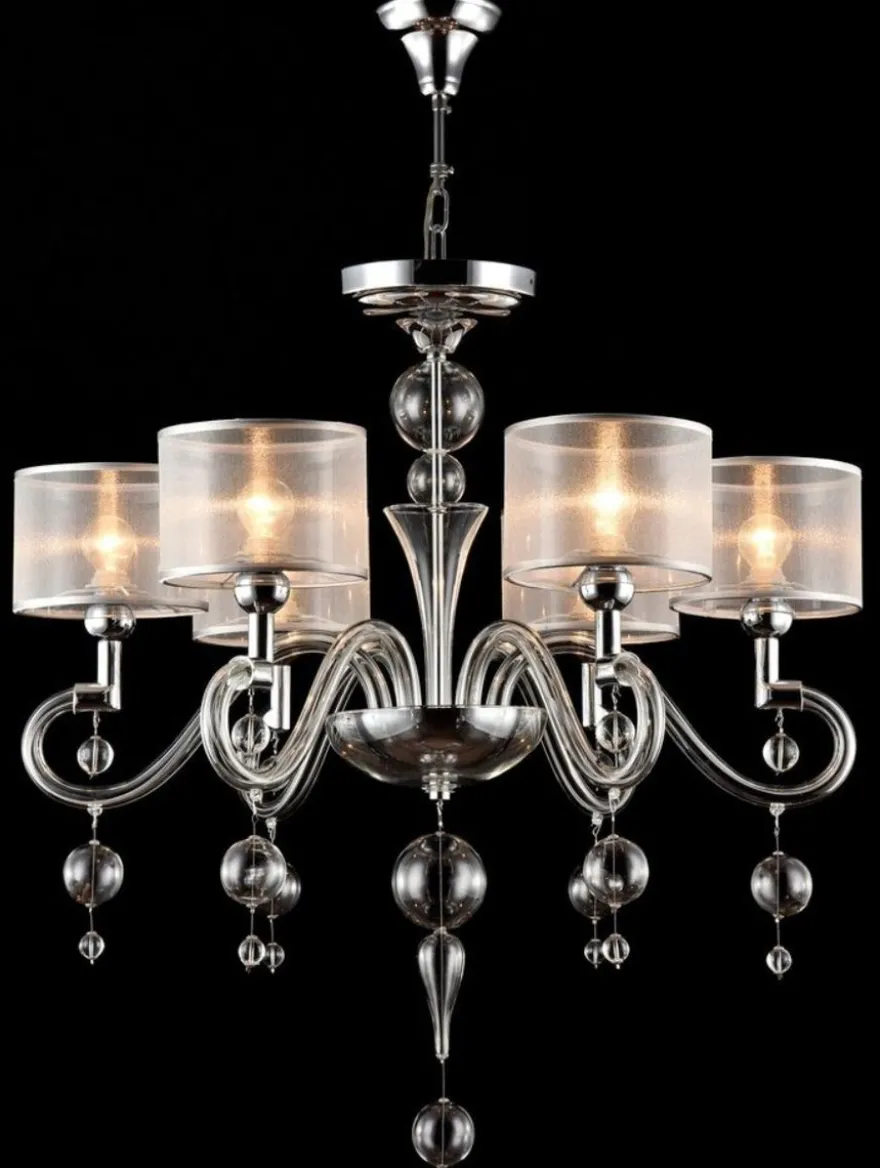 Casa Padrino Barockstil Kronleuchter 6-flammig in Silber Ø 71 x H. 68 cm - Prunkvoller Barock Lüster