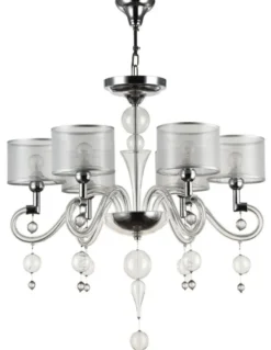 Casa Padrino Barockstil Kronleuchter 6-flammig in Silber Ø 71 x H. 68 cm - Prunkvoller Barock Lüster