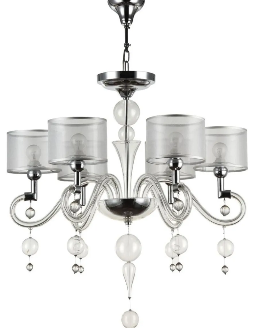 Casa Padrino Barockstil Kronleuchter 6-flammig in Silber Ø 71 x H. 68 cm - Prunkvoller Barock Lüster