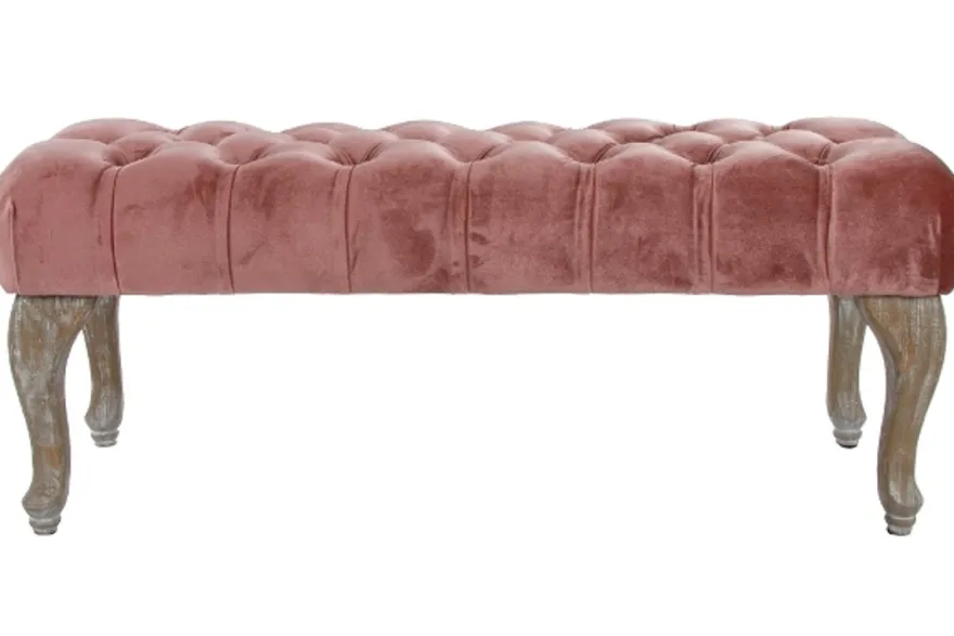 Casa Padrino Barockstil Sitzbank Rosa / Antik Braun 100 x 40 x H. 42 cm - Barockmöbel