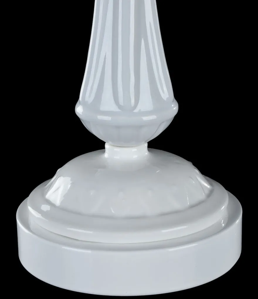 Casa Padrino Barockstil Tischleuchte Hochglanzweiß Ø 23 x H. 48 cm - Jugendstil Möbel