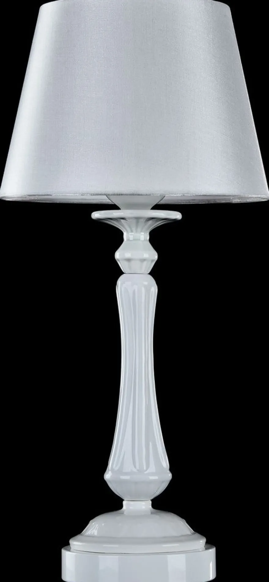 Casa Padrino Barockstil Tischleuchte Hochglanzweiß Ø 23 x H. 48 cm - Jugendstil Möbel
