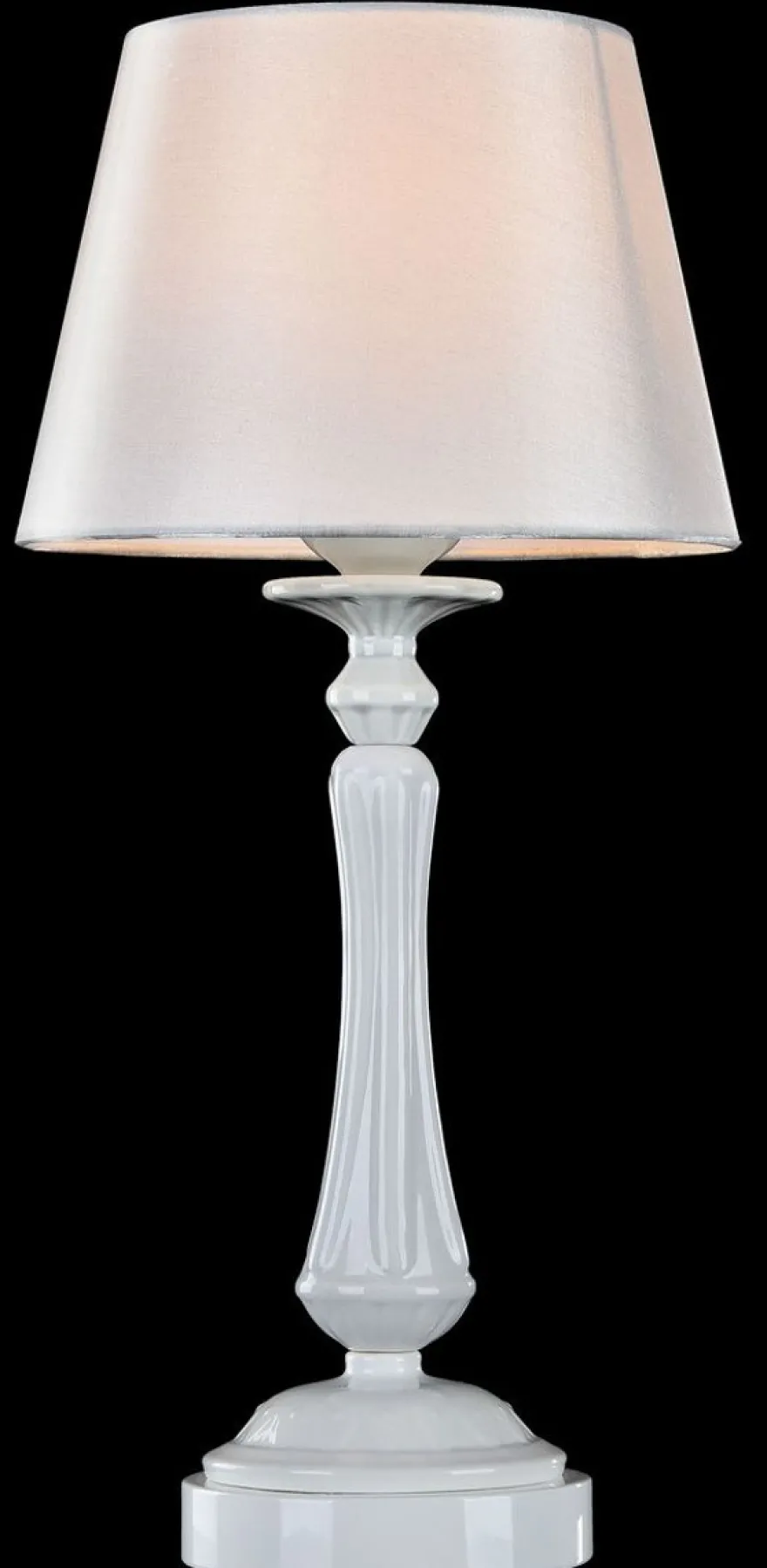 Casa Padrino Barockstil Tischleuchte Hochglanzweiß Ø 23 x H. 48 cm - Jugendstil Möbel