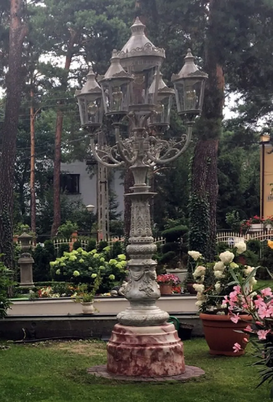 Casa Padrino Barock Straßenlaterne / Gartenlaterne Antik Grau H. 339 cm