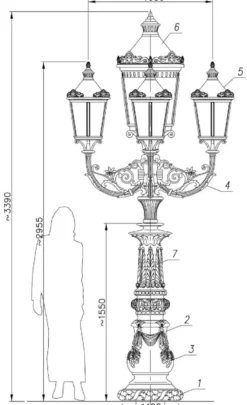 Casa Padrino Barock Straßenlaterne / Gartenlaterne Antik Grau H. 339 cm