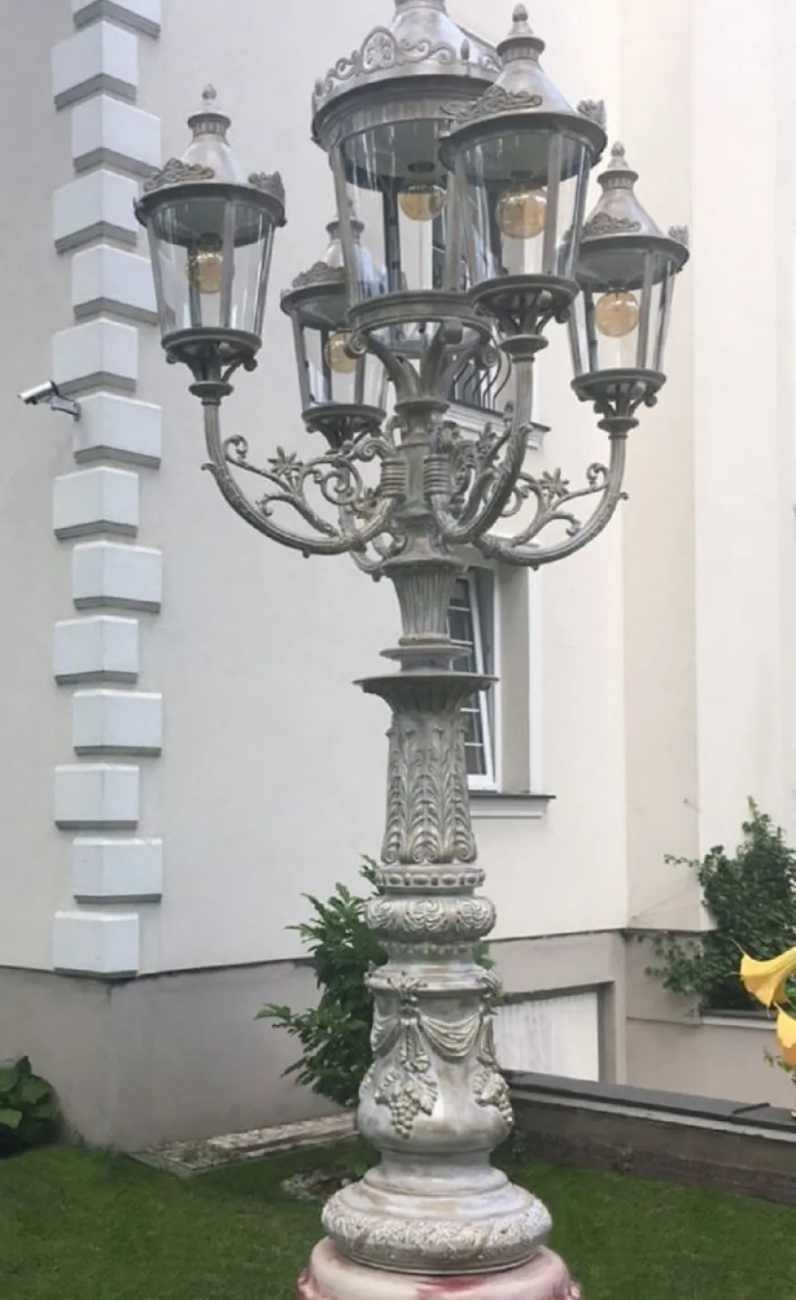 Casa Padrino Barock Straßenlaterne / Gartenlaterne Antik Grau H. 339 cm