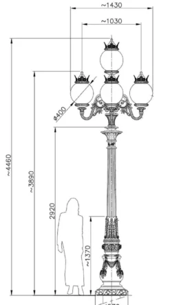 Casa Padrino Barock Straßenlaterne Antik Weiß / Weiß Ø 143 x H. 446 cm