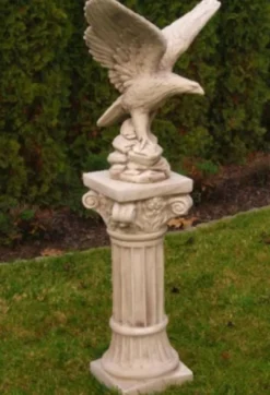 Casa Padrino Barock Säule Beige H. 76 cm - Prunkvolle Gartensäule im Barockstil - Gartendeko Stein Säule - Barock Garten & Terrassen Deko Accessoires