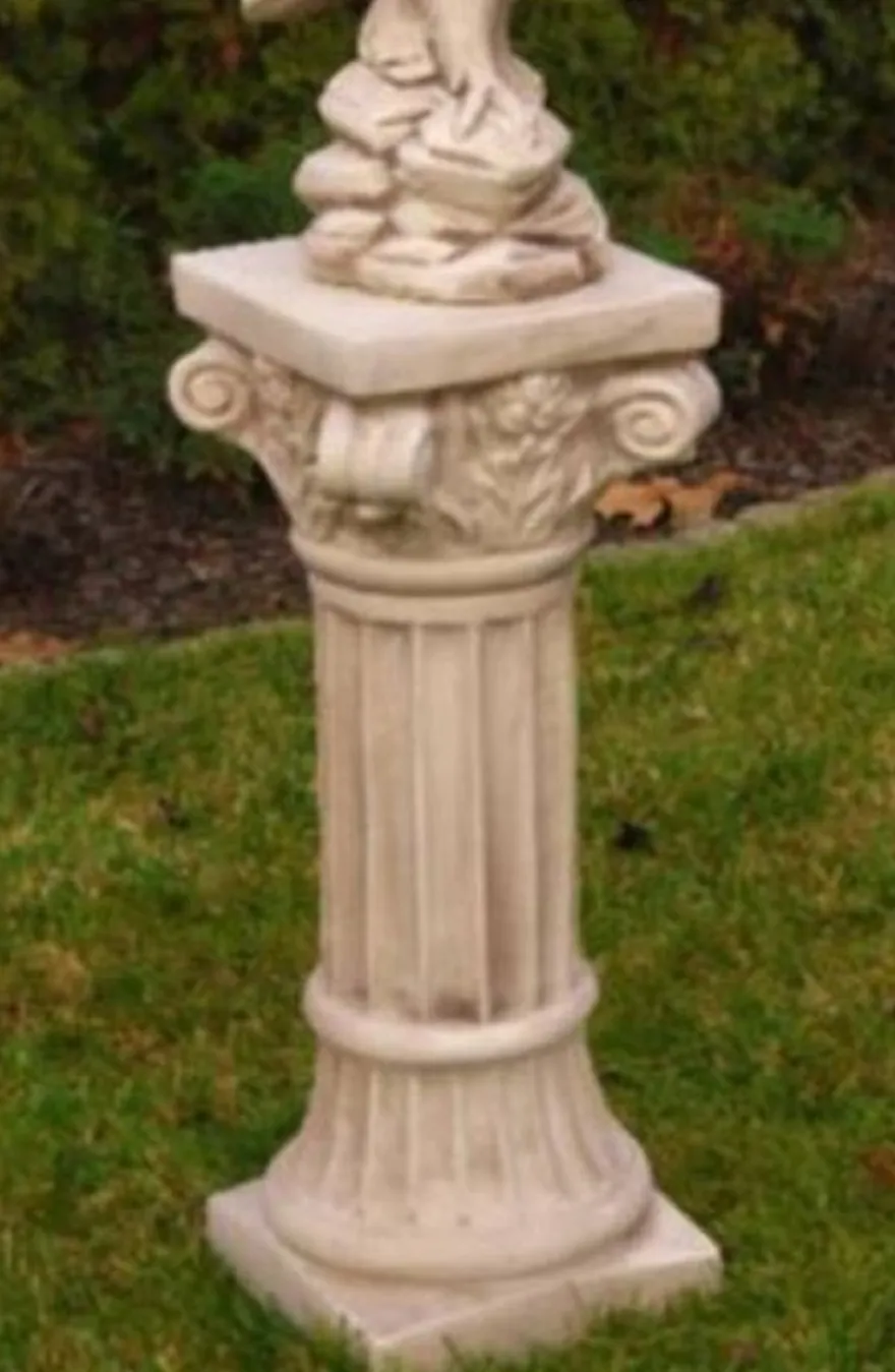 Casa Padrino Barock Säule Beige H. 76 cm - Prunkvolle Gartensäule im Barockstil - Gartendeko Stein Säule - Barock Garten & Terrassen Deko Accessoires