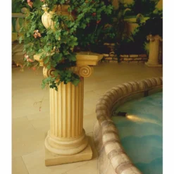 Casa Padrino Barock Säule Gelb H. 81 cm - Prunkvolle Garten & Terrassen Deko