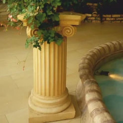 Casa Padrino Barock Säule Gelb H. 81 cm - Prunkvolle Garten & Terrassen Deko