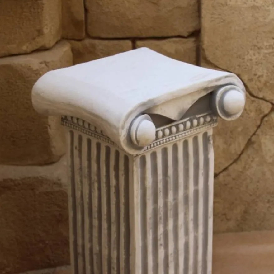Casa Padrino Barock Säule Grau 37 x 38 x H. 71 cm - Prunkvolle Gartensäule im Barockstil - Gartendeko Stein Säule - Barock Garten & Terrassen Deko Accessoires