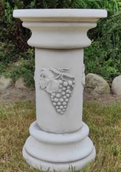 Casa Padrino Barock Säule Grau Ø 30 x H. 51 cm - Prunkvolle Gartensäule im Barockstil - Gartendeko Stein Säule - Barock Garten & Terrassen Deko Accessoires