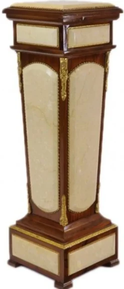 Casa Padrino Barock Säule Mahagoni / Creme mit Marmorbesatz