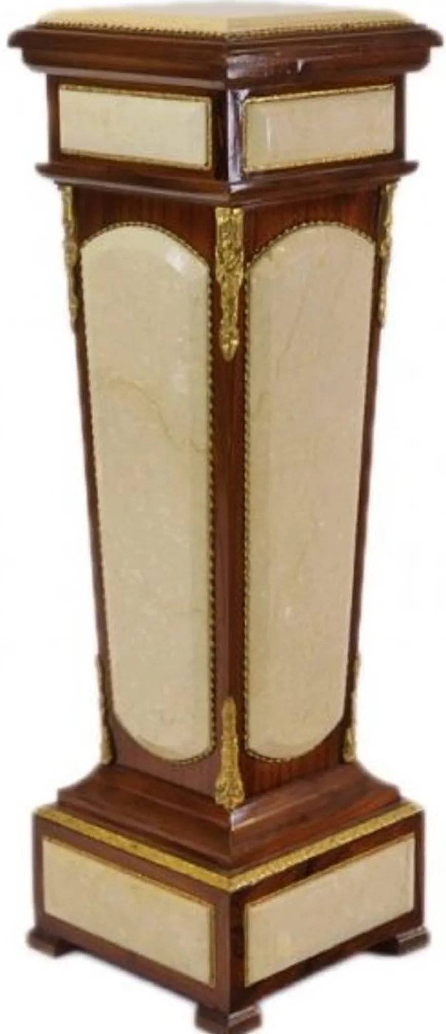 Casa Padrino Barock Säule Mahagoni / Creme mit Marmorbesatz