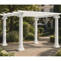 Casa Padrino Barock Säulen Pergola Weiß 335 cm - Prunkvolle Barockstil Pergola - Barock Garten Möbel - Hotel Garten Möbel - Made in Italy
