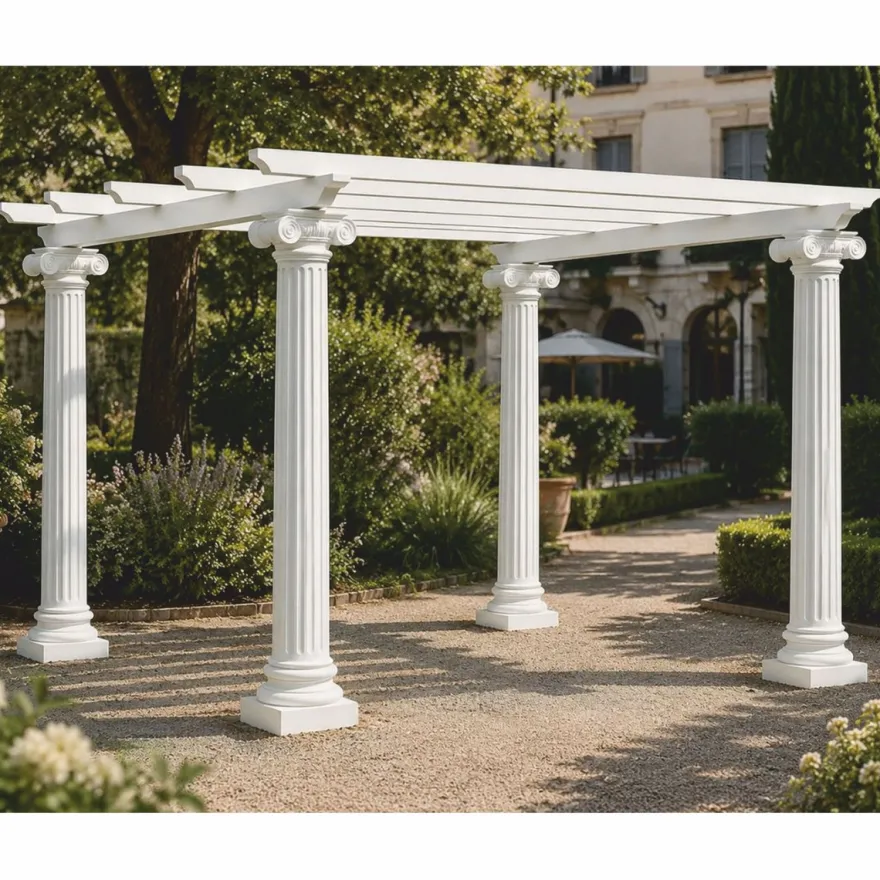 Casa Padrino Barock Säulen Pergola Weiß 335 cm - Prunkvolle Barockstil Pergola - Barock Garten Möbel - Hotel Garten Möbel - Made in Italy