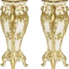 Casa Padrino Barock Säulen Set Creme / Gold 25 x 25 x H. 70 - Antik Stil Säulen - Prunkvolle Barock Möbel