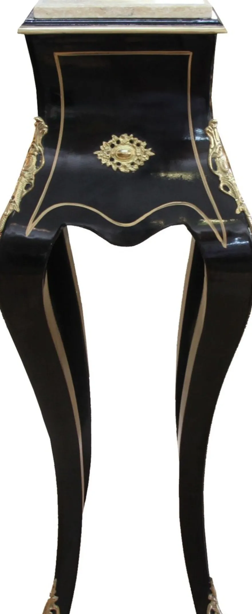 Casa Padrino Barock Säule Schwarz / Gold Mit Creme Marmorplatte 40 x 40 x H.115