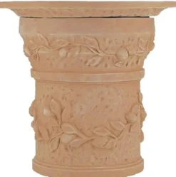 Casa Padrino Barock Säule Terracotta Ø 72 x H. 80 cm - Handgefertigte Keramik Deko Säule - Barock Garten Terrassen Deko
