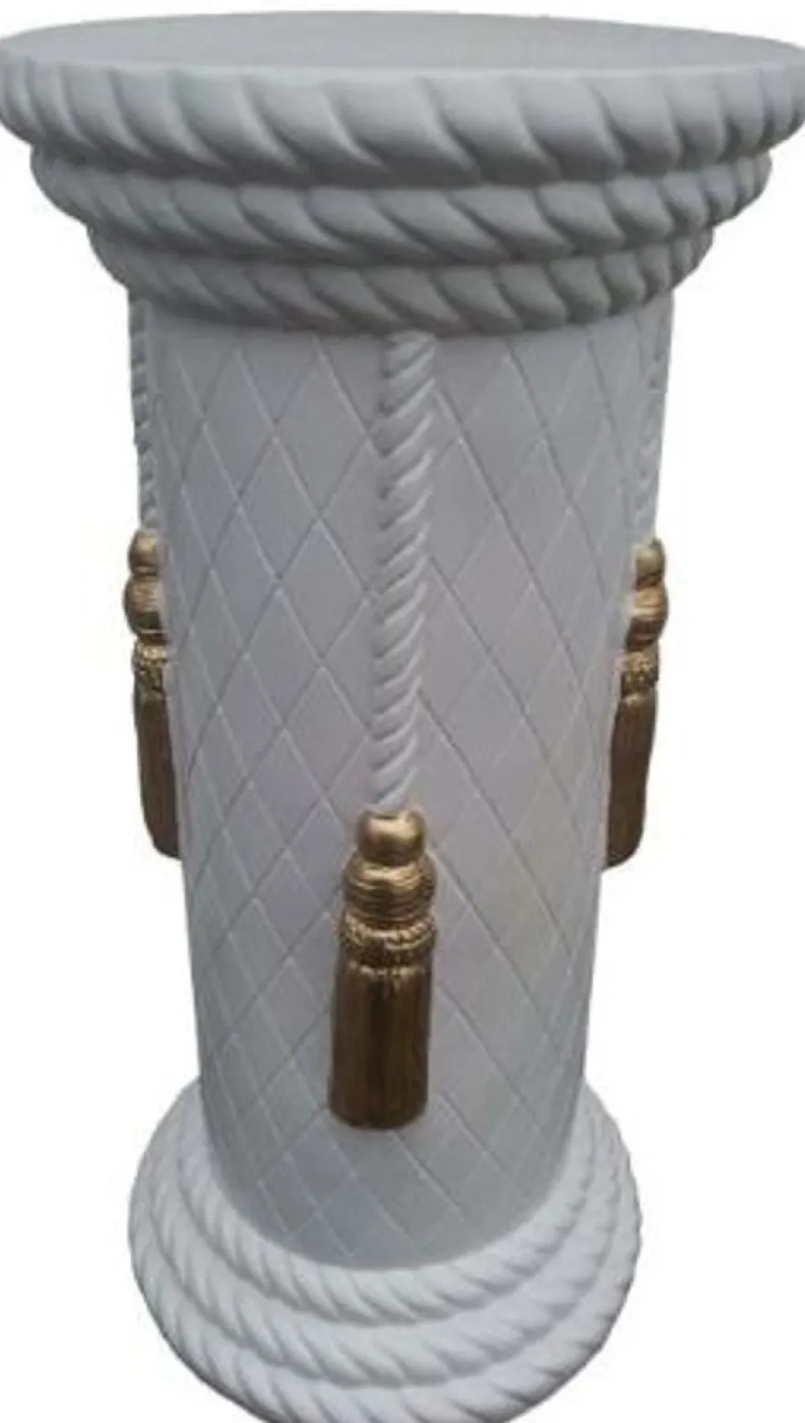 Casa Padrino Barock Säule Weiß / Gold H. 76 cm - Prunkvolle runde Kunstharz Deko Säule - Dekorative Accessoires im Barockstil
