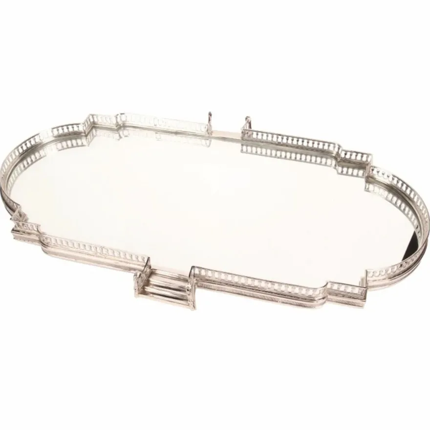 Casa Padrino Barock Tablett Silber 85 cm - Barockstil Gastronomie Accessoires