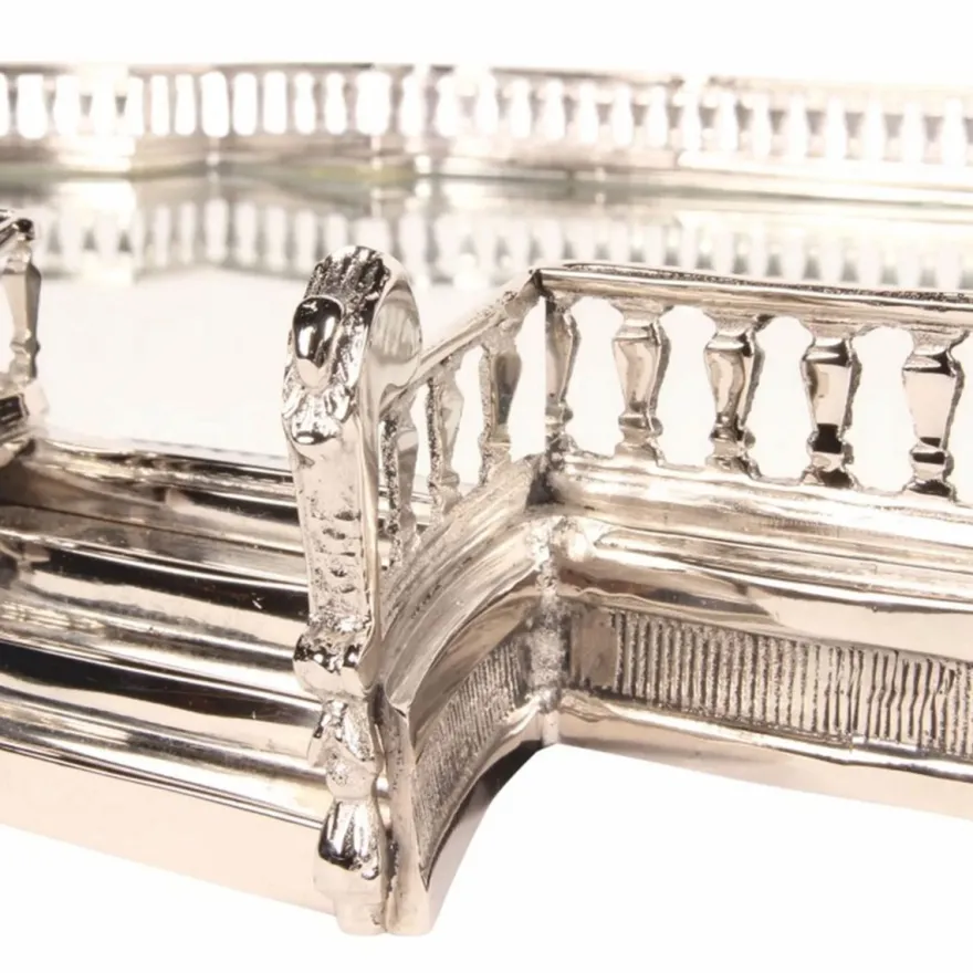 Casa Padrino Barock Tablett Silber 85 cm - Barockstil Gastronomie Accessoires