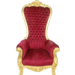 Casa Padrino Barock Thron Sessel Majestic Bordeaux Muster / Gold - Riesensessel -Thron Stuhl Tron