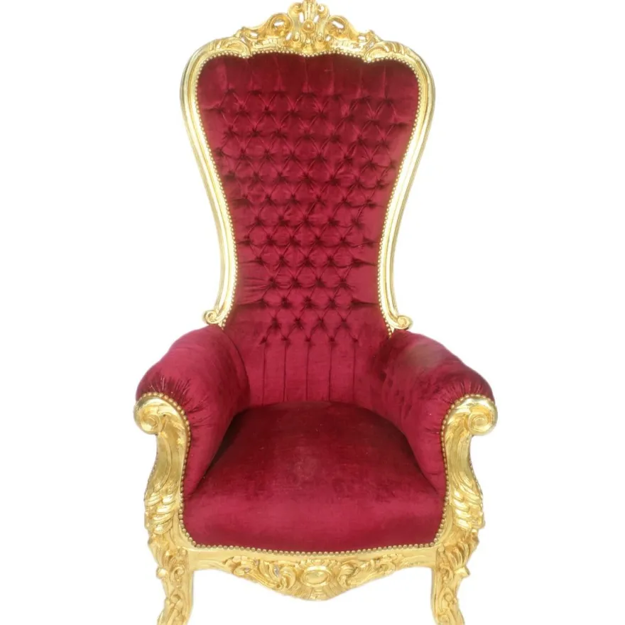 Casa Padrino Barock Thron Sessel Majestic Bordeaux Muster / Gold - Riesensessel -Thron Stuhl Tron