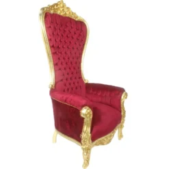 Casa Padrino Barock Thron Sessel Majestic Bordeaux Muster / Gold - Riesensessel -Thron Stuhl Tron