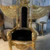 Casa Padrino Barock Thron Sessel mit Flügel und Glitzersteinen Schwarz / Gold - Handgefertigter Königssessel