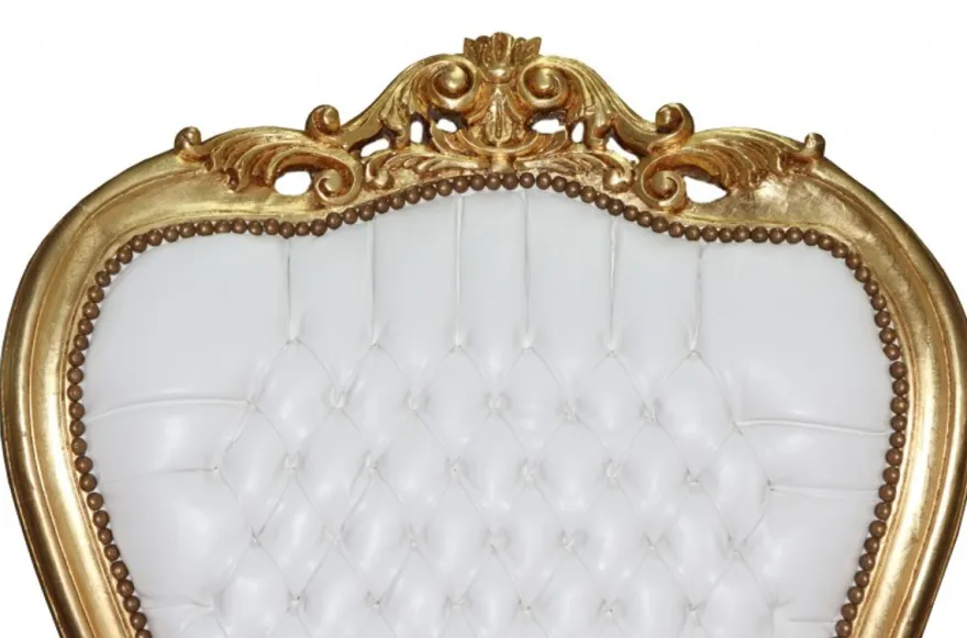 Casa Padrino Barock Thron Sessel Majestic Mod1 Weiß/Gold - Riesensessel - Handgefertigter Prachtthron - 167 x 95 x 70 cm